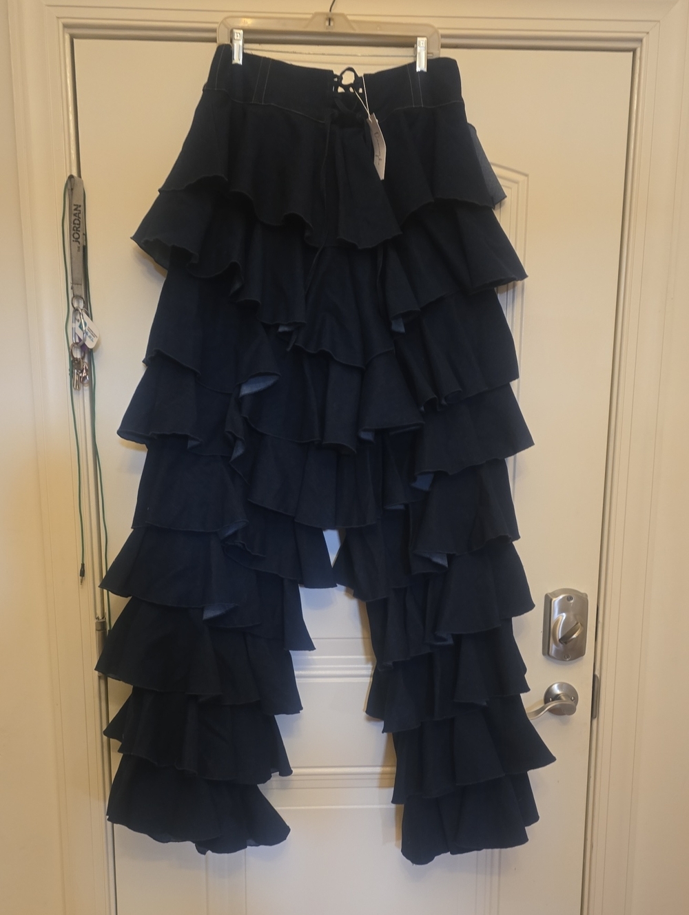 Denim Tiered Ruffle Pants